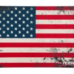 TEKMAT PSTL MAT OLD GLRY RED WHT BLU, top view with distressed American flag design