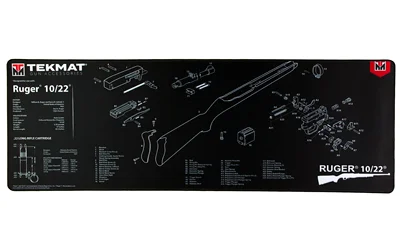 primary-8514 TEKMAT ULTRA RIFLE MAT RUGER 10/22 black top view with white firearm diagrams and text
