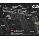TekMat Cutaway Pistol Mat for GLK, black top view with labeled pistol cutaway diagram