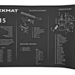 TekMat Ultra Rifle Mat AR15, black mat with white firearm diagrams and parts lists