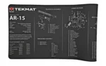 TekMat Ultra Rifle Mat AR15, black mat with white firearm diagrams and parts lists
