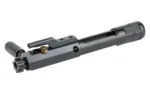 LANTAC E-BCG 556 Side Charge NIB, silver and black angled side view with extended charging handle