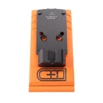 C&H PLT SIG P320X TO RMR/SRO/HOLO black adapter plate, front view in orange packaging