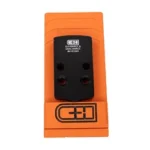 C&H PLT FOR GLK 43X/48 MOS TO RMRCC, top view of black plate with holes on orange packaging