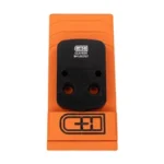C&H PLT FOR GLK 43X/48 MOS TO RMR, top view of rounded black plate with holes on orange packaging
