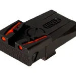 Hi-Viz HIVIZ ADJ REAR SIGHT FOR GLOCK GR black angled top view with orange sight inserts