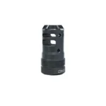 LANTAC 30CAL DRGN PLAN B SHT black muzzle brake angled front view with ports and threaded base