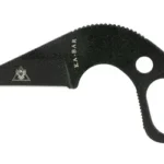 KA-BAR Last Ditch Knife 1.625 W/STH, black knife with pointed blade and two finger holes
