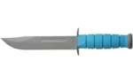 KA-BAR Knives KBAR SPACE-BAR KNIFE BLU/GRY W/STH gray fixed blade with blue ribbed handle