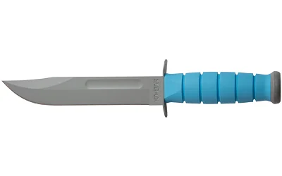 primary-8694 KA-BAR Knives KBAR SPACE-BAR KNIFE BLU/GRY W/STH gray fixed blade with blue ribbed handle