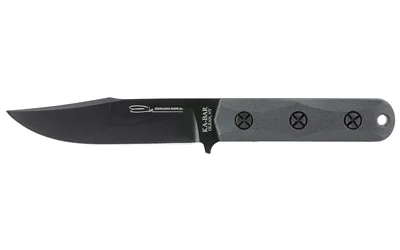 primary-8695 KA-BAR Knives KBAR EK50 CLIP POINT, black left-side view with clip-point blade and riveted handle