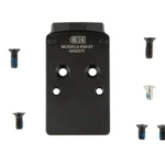 C&H PLT WLTHR PDP 2.0 TO RMR black mounting plate shown from top with assorted screws