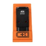 C&H PLT FN 509 TO HOLO EPS/EPS CARRY black adapter plate, front view in orange packaging