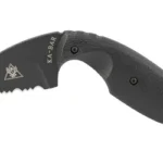 KA-BAR Knives KBAR TDI LE black side view with curved handle and serrated blade