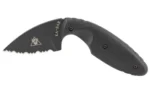 KA-BAR Knives KBAR TDI LE black side view with curved handle and serrated blade