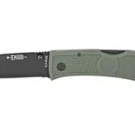 KA-BAR Knives KBAR Dozier Folding Hunter side view with black blade and green handle