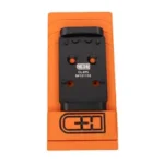 C&H PLT FOR GLK MOS TO HOLO EPS black mounting plate in orange retail package, top view