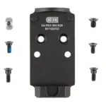 C&H PLT PRDGY TO RMR/407C/507C/508T black plate, top view with assorted mounting screws
