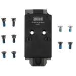 C&H CZ SHDW 2 OR TO RMR W/ ZEV POSTS black plate, top view with assorted mounting screws