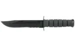 KA-BAR Knives KBAR FIGHTING KNF black side view with clip-point blade, guard and grooved handle