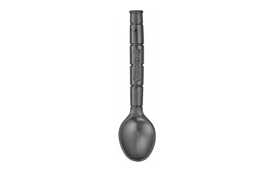 KA-BAR KBAR KRUNCH SPOON/STRAW black spoon and straw utensil in front view with ribbed handle