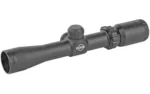 BSA EDGE PISTOL SCOPE 2-7X28 30/30, black scope in angled side view with adjustment turrets
