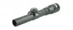 BSA PISTOL SCOPE 2X20 black angled side view with adjustment turret and ribbed eyepiece