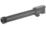 LWD ALPHAWOLF G17 threaded barrel, black angled side view with exposed muzzle threads
