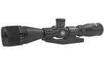 BSA TACT WPN 3-12X40 MIL DOT BLK, black right-side view with large objective, turrets and mount