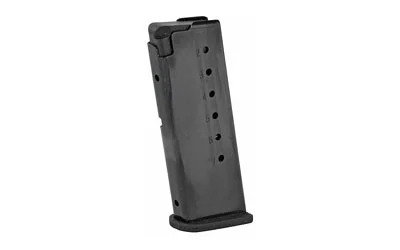 primary-8840 Kel-Tec PF9 black magazine, angled side view with witness holes and extended baseplate