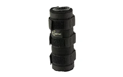 Cole-TAC COLETAC HTP 6" SUPPRESSOR COVER BLK, black upright view with straps and logo
