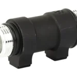 ARISAKA 300 SERIES LIGHT BODY BLACK black compact light body, angled side view with silver threads