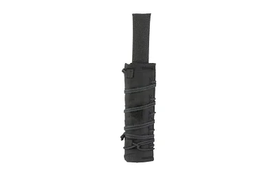 Burn Proof Gear BPG SUPPRSSR CVR HVY 8" X 1.5" BLK, black vertical view with cord wrapping