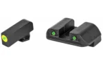 AMERIGLO TROOPER FOR GLK 42/43 GRN black angled view of front and rear sights with green dots