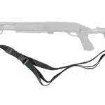 BLACKHAWK BH UNIV SWIFT SLNG BLK black sling attached to a translucent long gun, left-side view