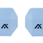 AXIL MX Plate 1 Set, slate blue pair shown from front with black AXIL logos
