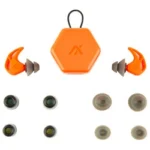 AXIL X20 red earplugs with orange case and assorted black, gray and beige tips