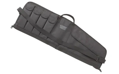 primary-9180 BLACKHAWK SPORT black tactical carbine case, angled view with carry handles and webbing