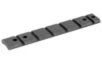 Warne Maxima Browning BAR one-piece base angled top view in black with mounting holes and slots