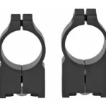 Warne Maxima Rug M77 high rings, black pair shown from front with circular openings