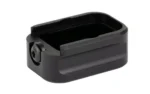 Warne Mag Ext for GLK 17/22 +3/2 BLK, black angled view with open top and side screw