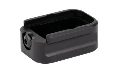 primary-9278 Warne Mag Ext for GLK 17/22 +3/2 BLK, black angled view with open top and side screw