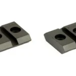 Warne Maxima Marlin Levered 2PC BSE, angled view of two dark gray bases with screw holes