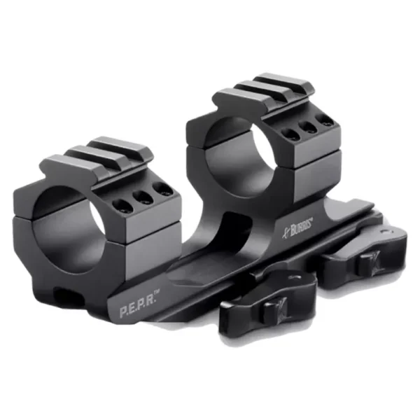 Burris AR-P.E.P.R. Scope Mount, black angled view with dual rings, top rails and release levers
