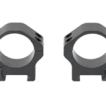 WARNE MAXIMA 30MM HRZ QD LOW RINGS black, front view of two rings with side levers