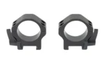 WARNE MAXIMA 30MM HRZ QD LOW RINGS black, front view of two rings with side levers