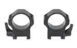WARNE MAXIMA 30MM HRZ QD HIGH RINGS black, front view of two raised rings with side levers