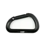 UST Carabiner Single, black side view with rounded triangular frame and spring gate