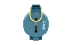 UST LENSATIC COMPASS blue closed compass, top view with yellow retaining wire