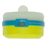 UST SPRIGHT LANTERN, front view in lime green, blue and translucent white with power button